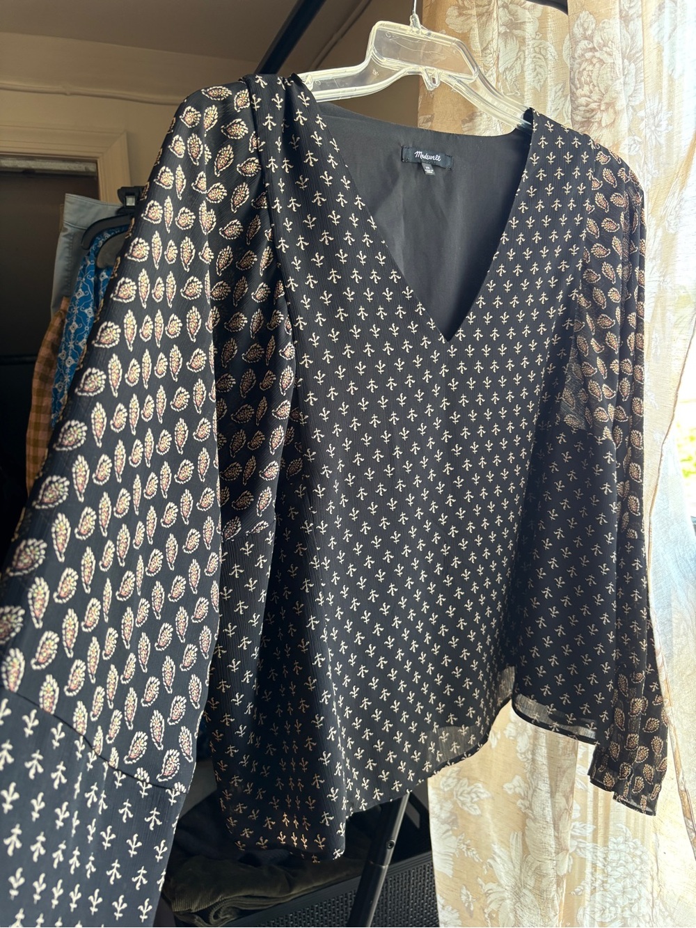 EUC Madewell Sheer-Sleeve Blouse in Brushstroke Paisley Mix Print | Women’s 2X - Picture 8 of 16